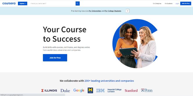 coursera - online learning portals