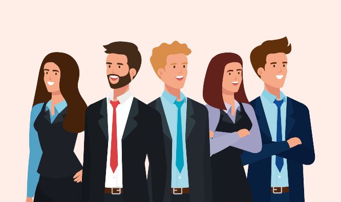 meeting of business people avatar character vector illustration design