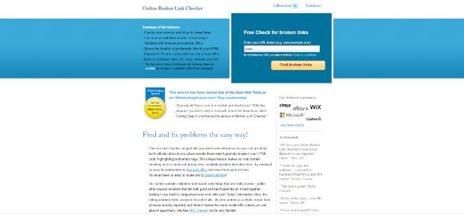 broken link checker - website analytics & statistics tools
