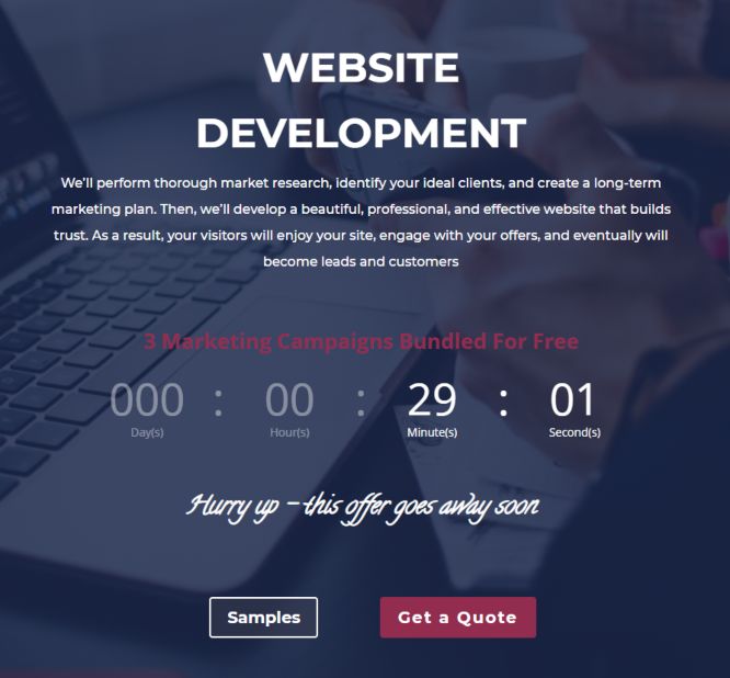 webmarketsupport website development bundle offer - boost conversions with exit intent popups