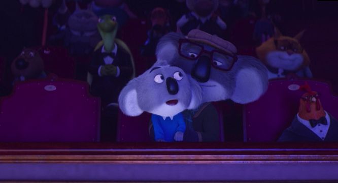 sing the movie for kids mr moon the koala in a theater with his father
