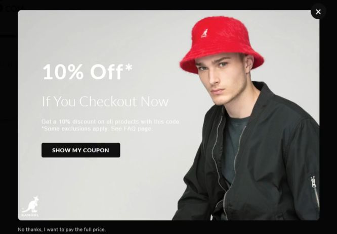 hats purchase process discount offer popup - boost conversions with exit intent popups