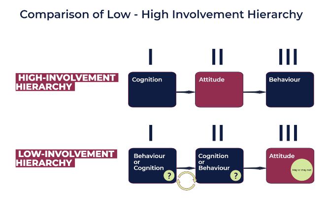 Comparison of Low - High Involvement Hierarchy